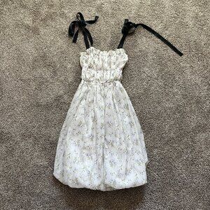 Brock Collection x H&M Floral Woven Tie Strap Midi Dress Sundress Bubble Hem S